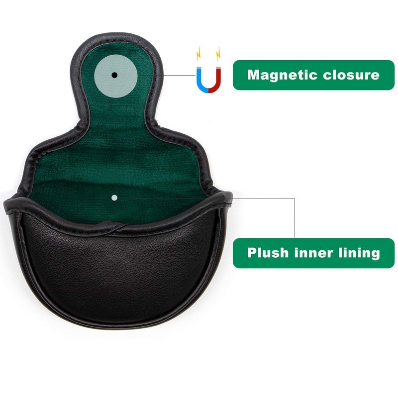 barudan golf Putter Cover Half Mallet Putter Headcover Magnetic Club Protector (Black) - Image 5